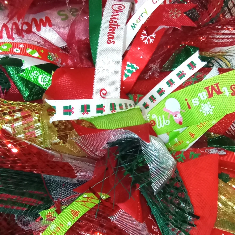 New! Christmas Holidays Large Door Wreath Ribbons Full & Fluffy Size 24